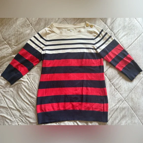 RARE Shoshanna Red/Navy Striped Caroline Sweater L - Picture 5 of 7